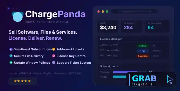 ChargePanda v1.2.1 - PHP Script to Sell Digital Products, Downloads, Subscriptions &amp; Licenses