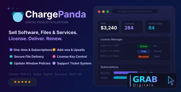 ChargePanda v1.3.1 - PHP Script to Sell Digital Products, Downloads, Subscriptions &amp; Licenses