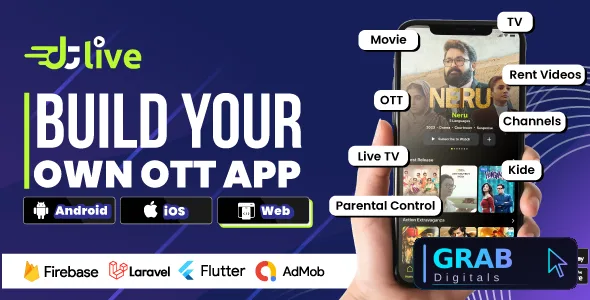 DTLive v1.9 - Movie, TV Show, OTT, Live TV, Streaming Flutter App (Android, iOS, Web) with Admin Panel
