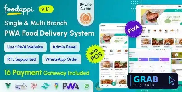 FoodAppi v2.6 - PWA Food Delivery System and WhatsApp Menu Ordering with Admin Panel