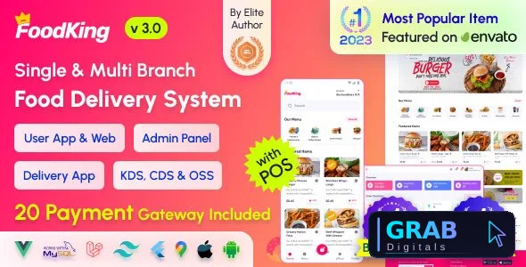 FoodKing v4.0 - Restaurant Food Delivery System with Admin Panel &amp; Delivery Man App
