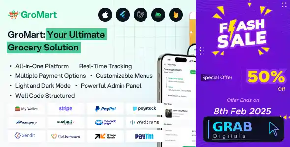 GroMart v5.6 - Grocery Store App