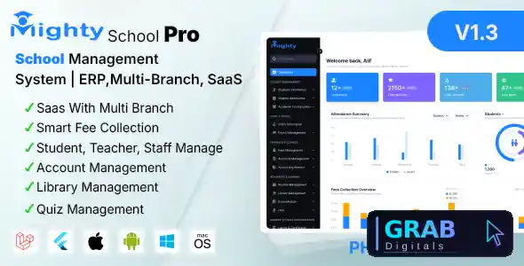 Mighty School Pro v1.6 - School Management System (ERP, Multi