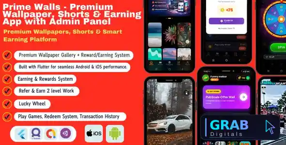 Prime Walls v1.0 - Ultimate Wallpaper, Shorts &amp; Earning App