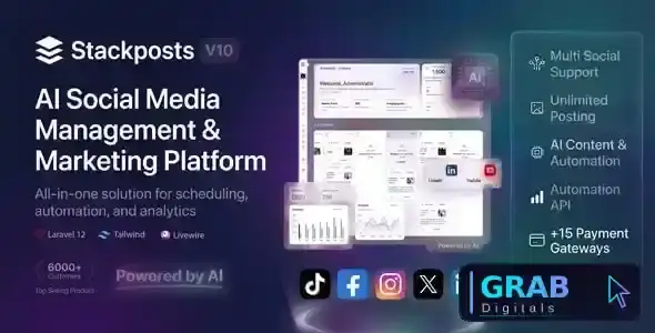 Stackposts v10.0.0 - AI Social Media Management &amp; Marketing SaaS Platform