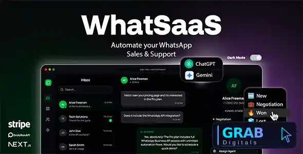 WhatSaaS v1.0.5 - Multi-Tenant WhatsApp Sales &amp; Support: Chatbots, Flow Builder &amp; API Access