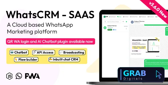 WhatsCRM v5.9.5 - Chatbot, Flow Builder, API Access, WhatsApp CRM SAAS System