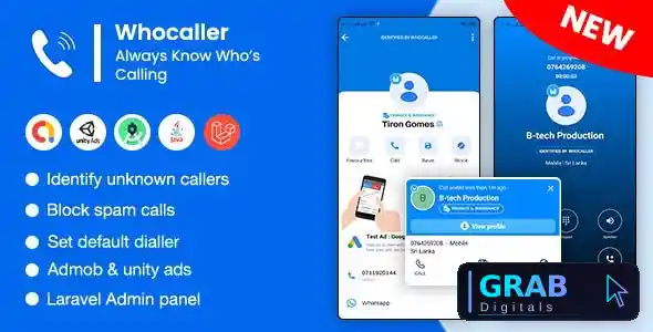 Whocaller v1.7 - Truecaller ID &amp; Spam Blocker App With Admin Panel
